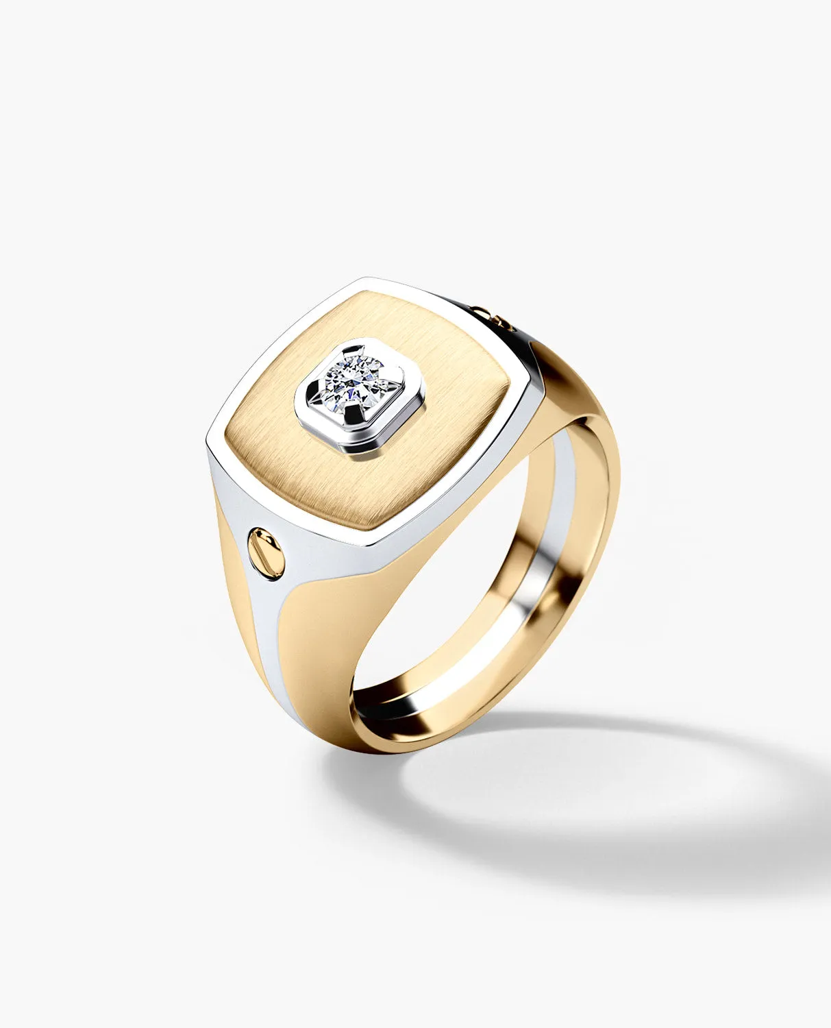 BETZ Two-Tone Gold Signet Ring with Diamond - Version 1