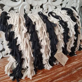 Black and White Hairy Fringe Cushions