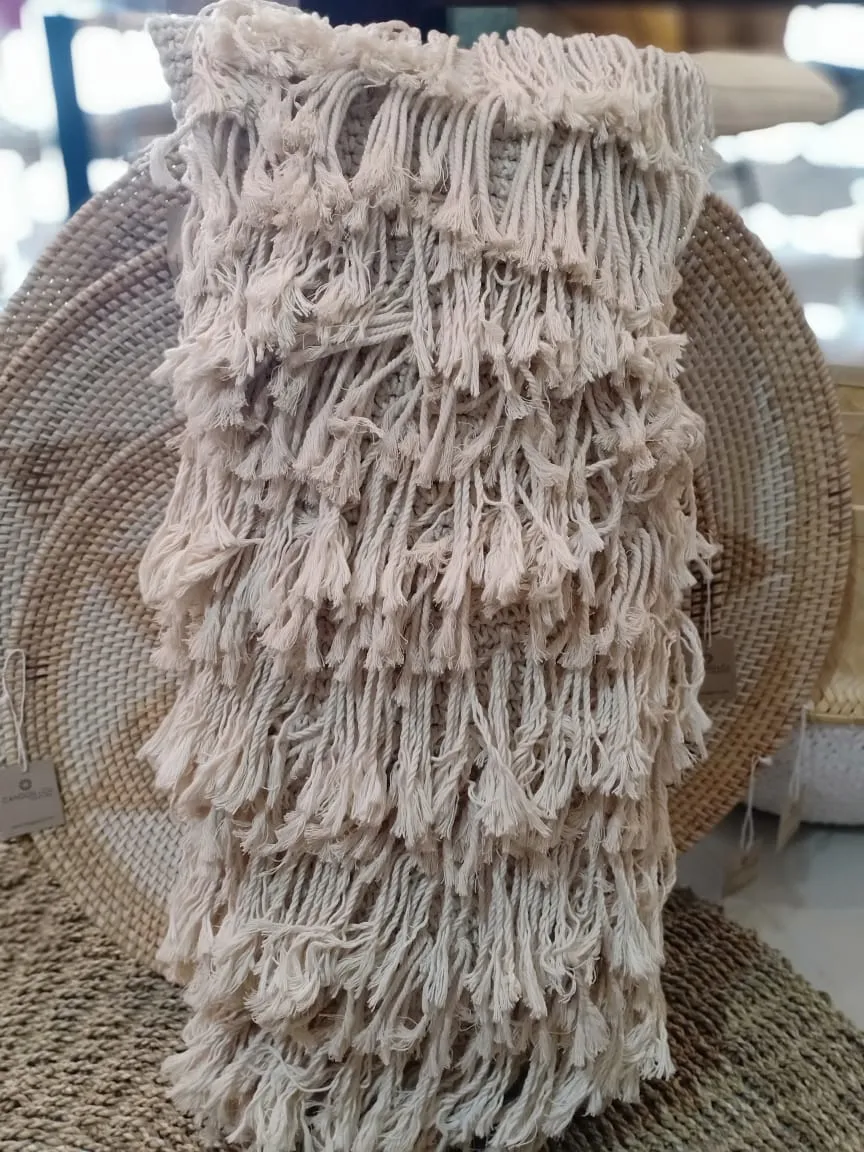 Black and White Hairy Fringe Cushions