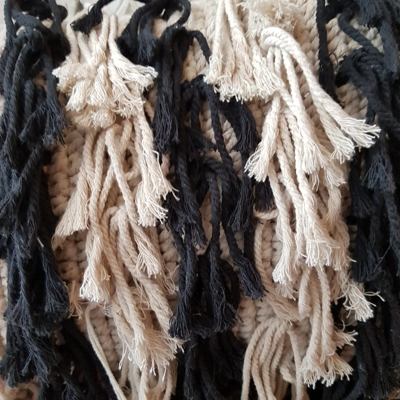 Black and White Hairy Fringe Cushions