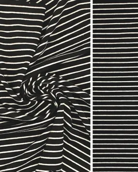 Black Natural Stretch Rayon Jersey Striped Knit Fabric