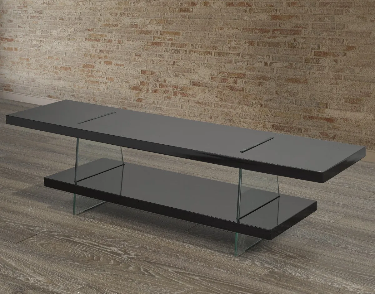 Black TV Stand With Shelves- Model #3020