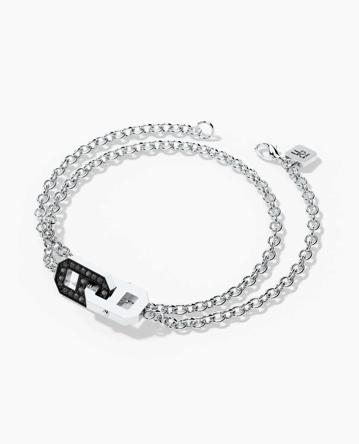 BRIGGS Gold Charm Bracelet with 0.45ct Black Diamonds