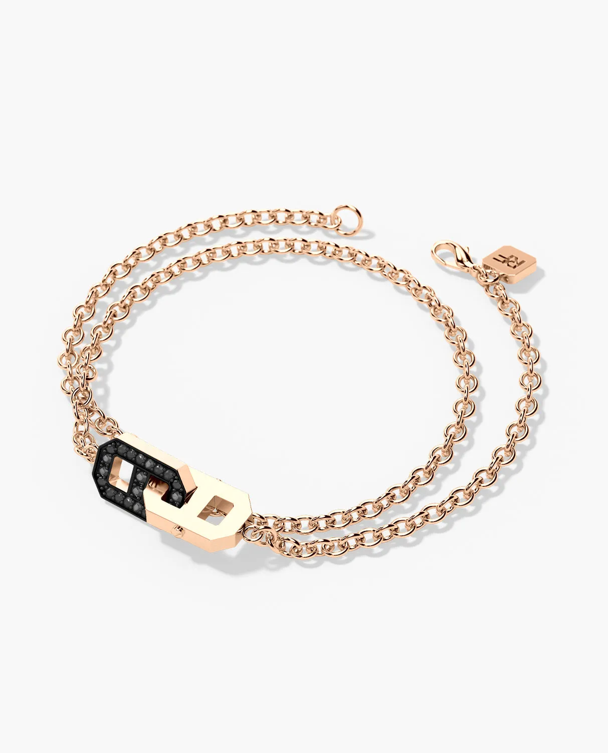 BRIGGS Gold Charm Bracelet with 0.45ct Black Diamonds