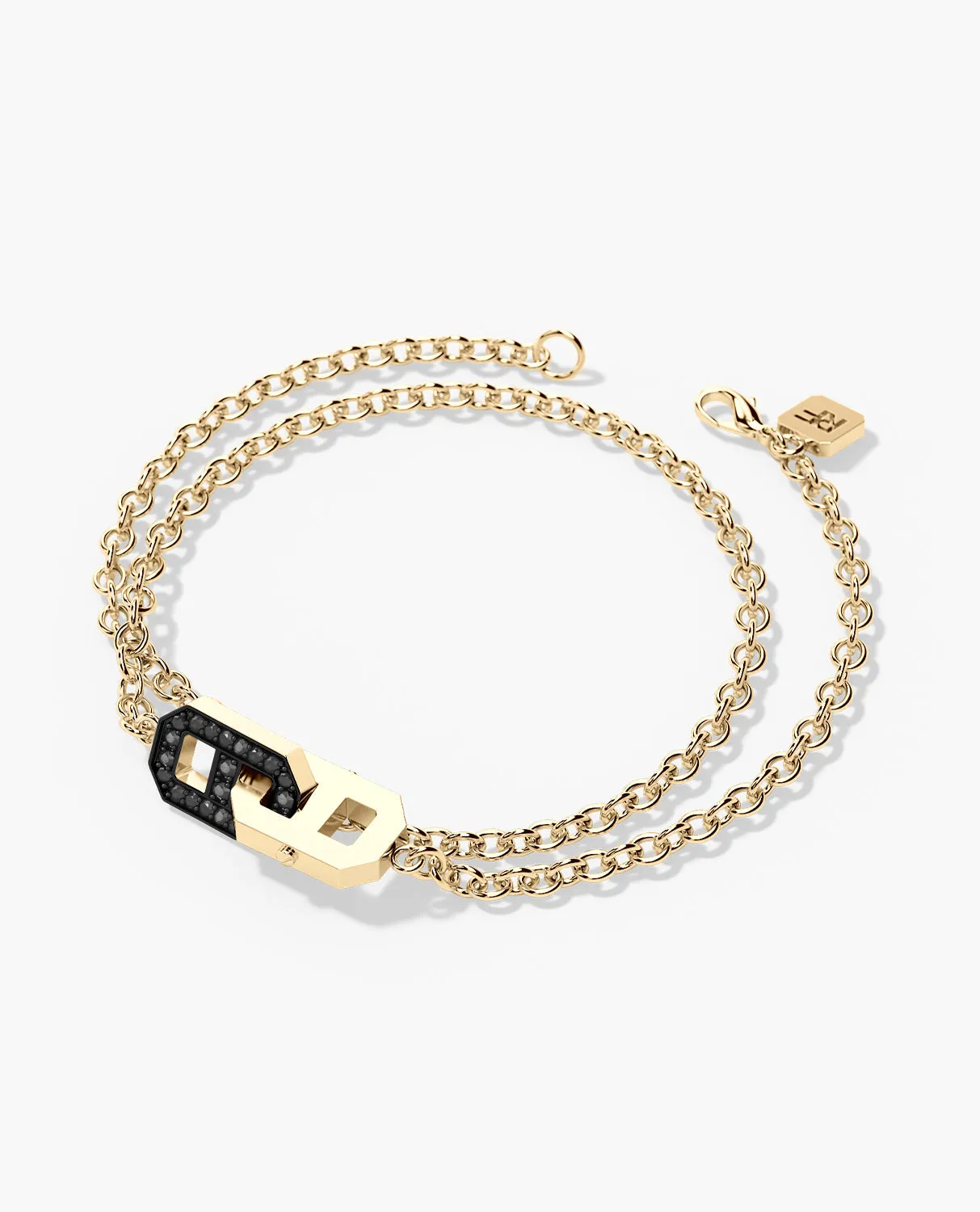 BRIGGS Gold Charm Bracelet with 0.45ct Black Diamonds