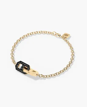 BRIGGS Gold Charm Bracelet with 0.45ct Black Diamonds