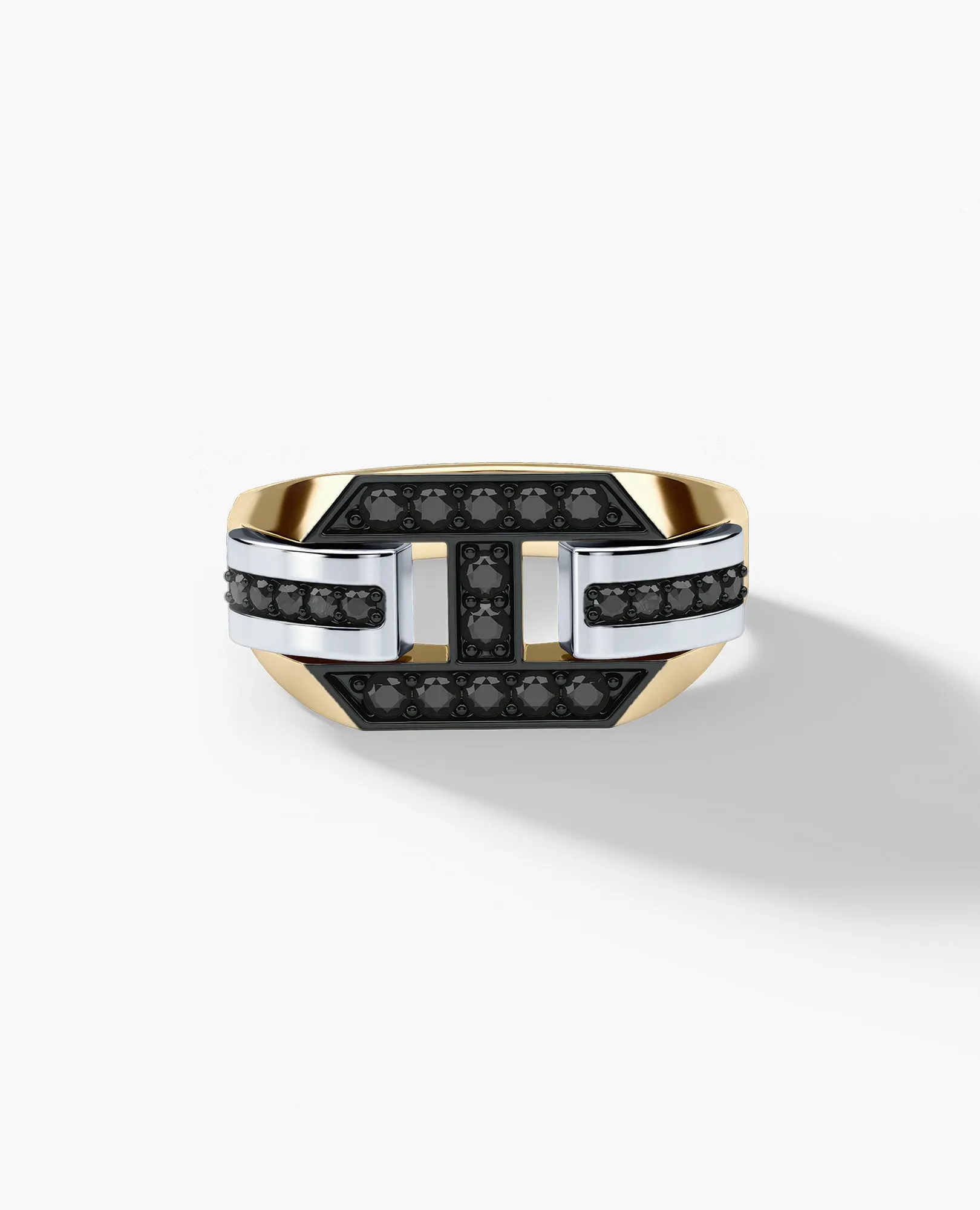 BRIGGS Gold Signet Ring with 0.35ct Black Diamonds