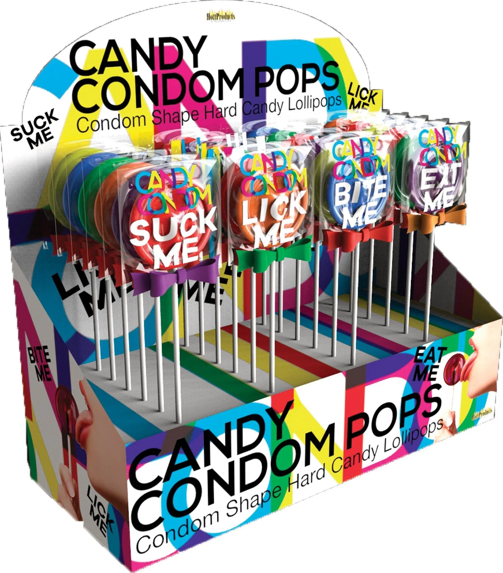 Candy Condom Pops - 24 Piece Display - Assorted  Flavors