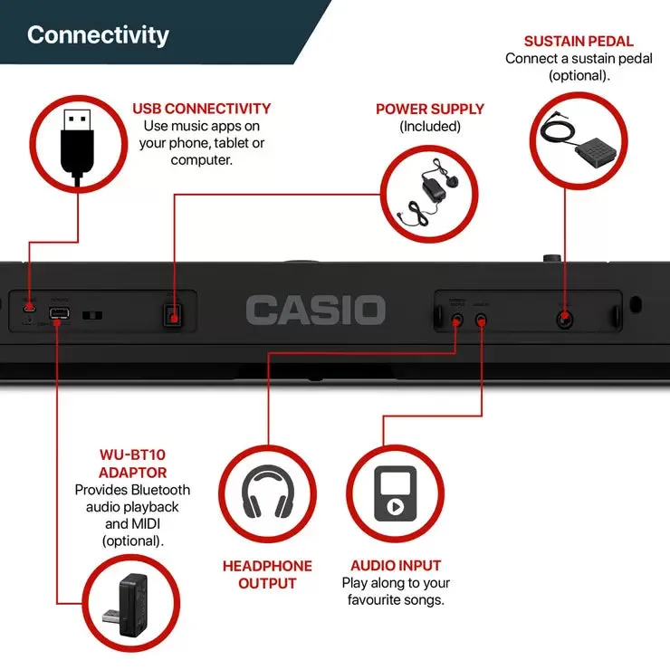 Casio CT-S410AD Portable Keylighting Keyboard in Black