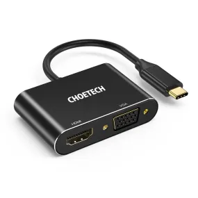 CHOETECH HUB-M17 2 in 1 USB C to HDMI VGA 4K UHD Dual Screen Display Adapter