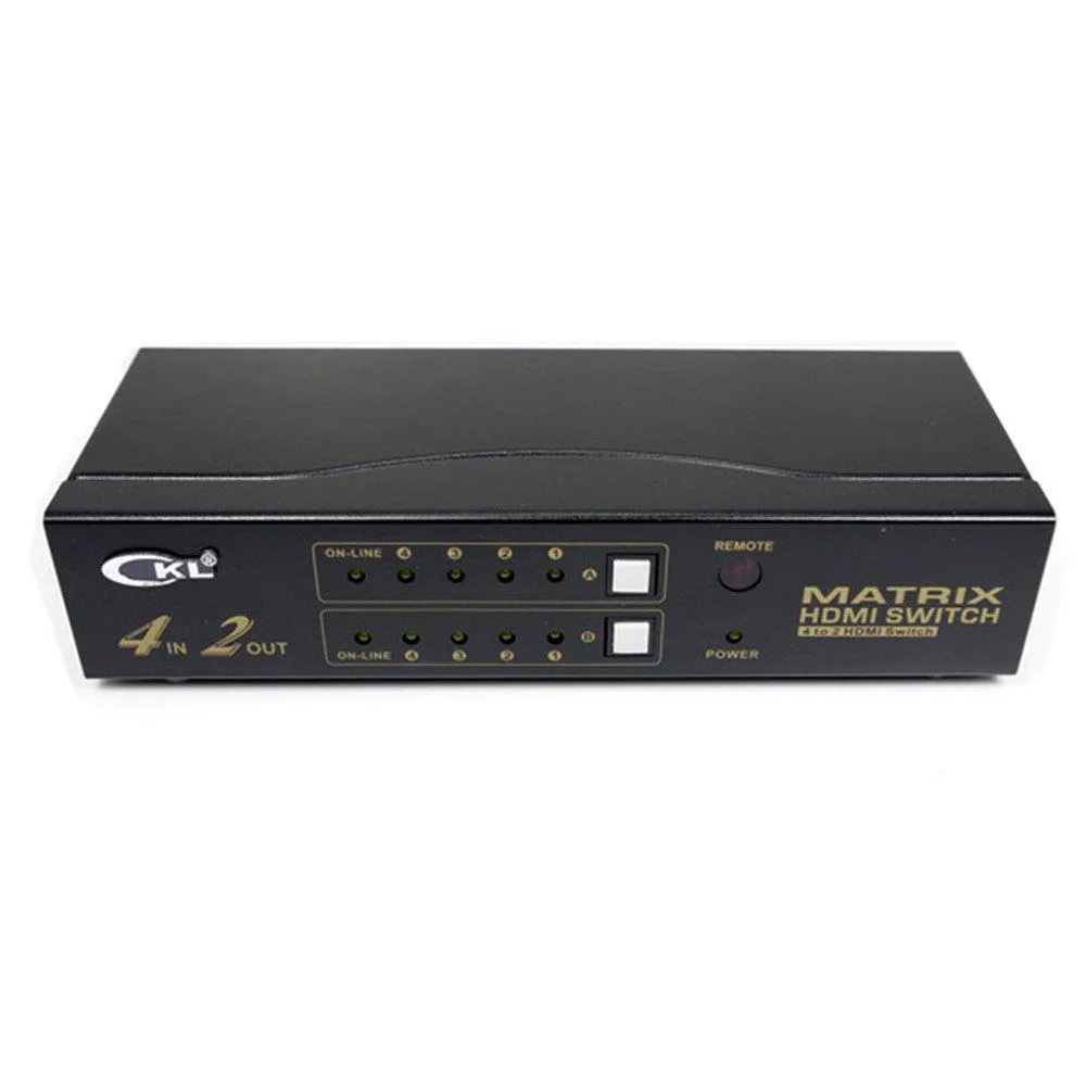 CKL Dual Monitor Matrix HDMI Switch Splitter 4 Port in 2 Out Arbitrarily 1080P 3D   IR Remote RS232 Control (Not for Keyboard and Mouse Switching)