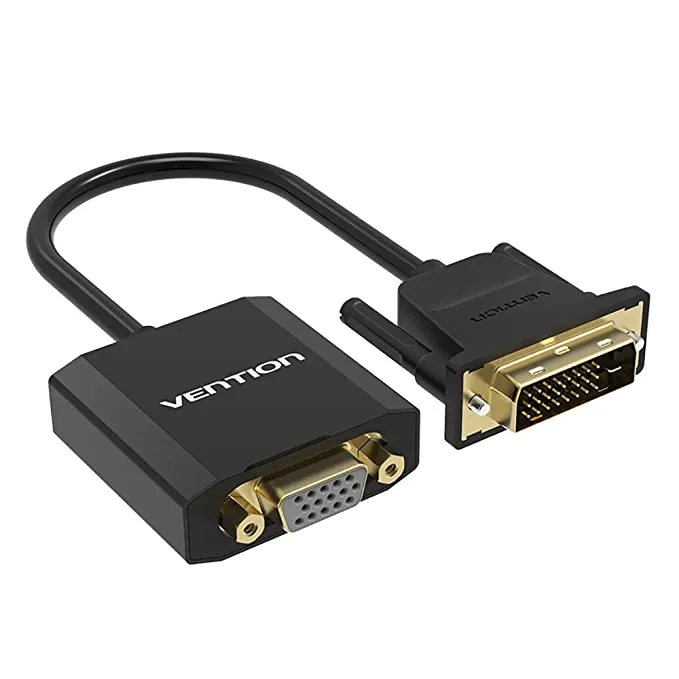 [CLEARANCE] Vention DVI 1080p 60Hz DVI to VGA 0.15-Meter Gold Plated (EBABB) Video Converter for TV, Monitors, Projectors, Laptop, PC