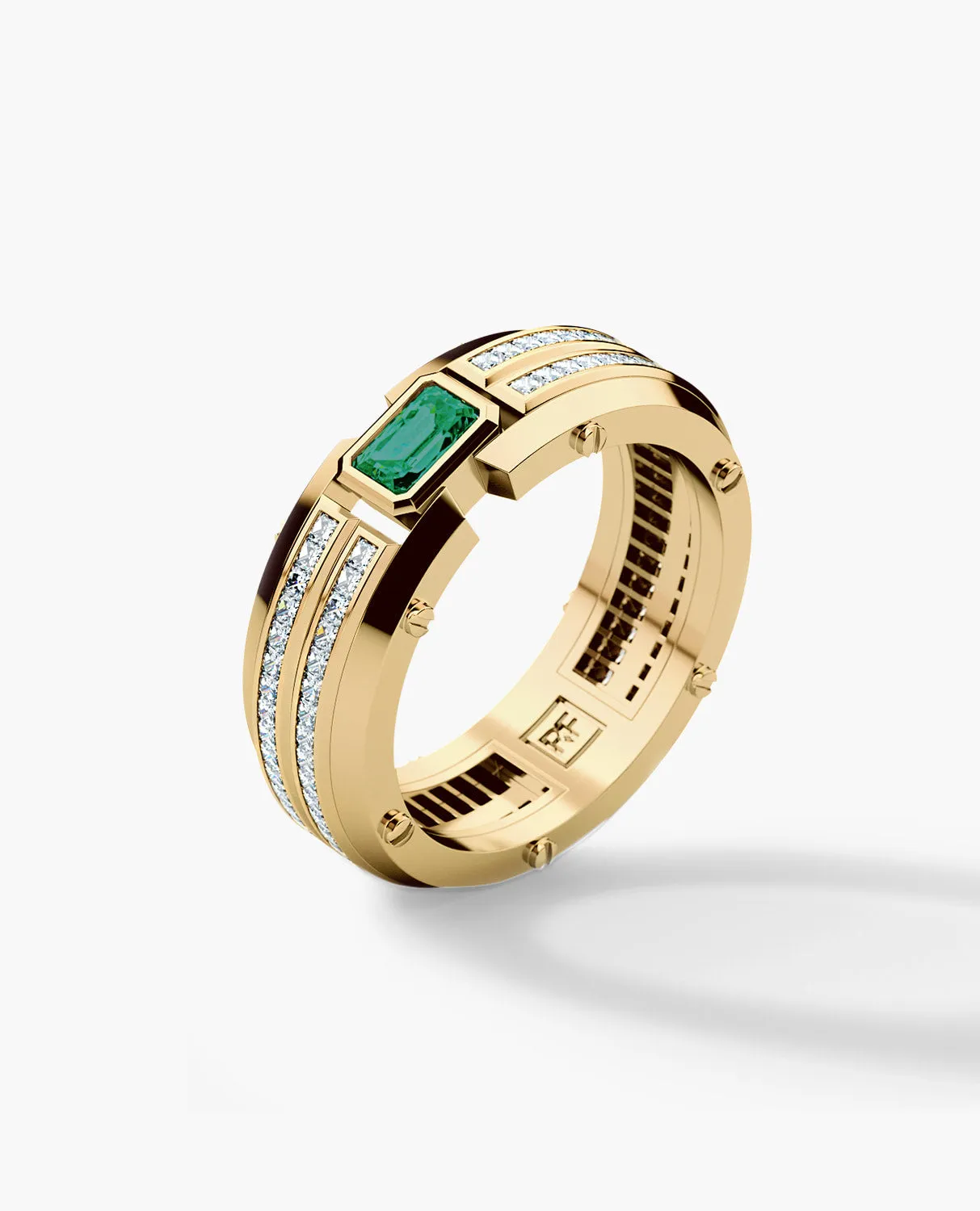 CLEBURNE Gold Statement Ring with 2.20ct Emerald and Diamonds