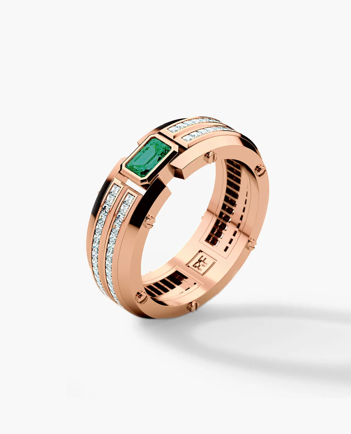 CLEBURNE Gold Statement Ring with 2.20ct Emerald and Diamonds