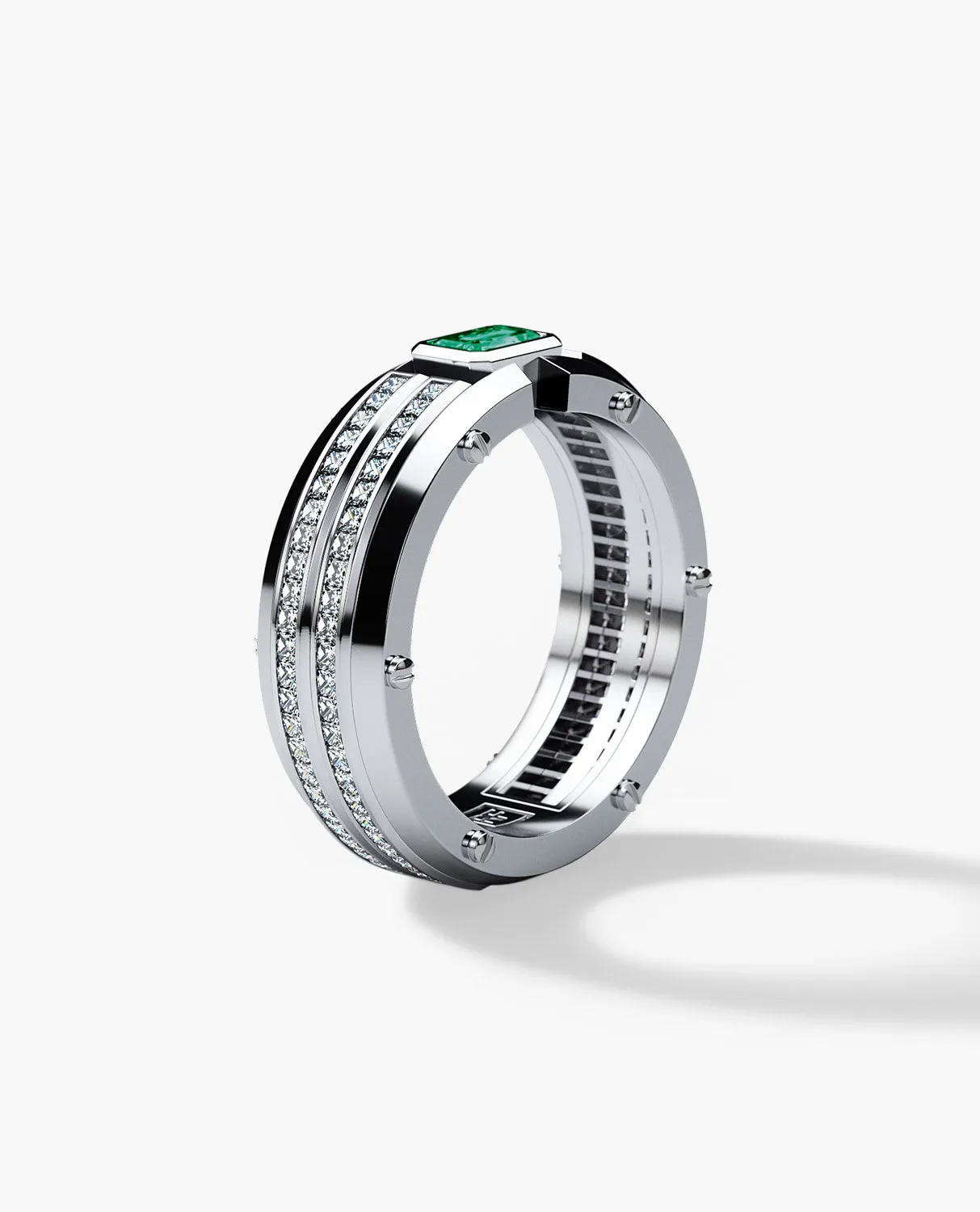 CLEBURNE Gold Statement Ring with 2.20ct Emerald and Diamonds