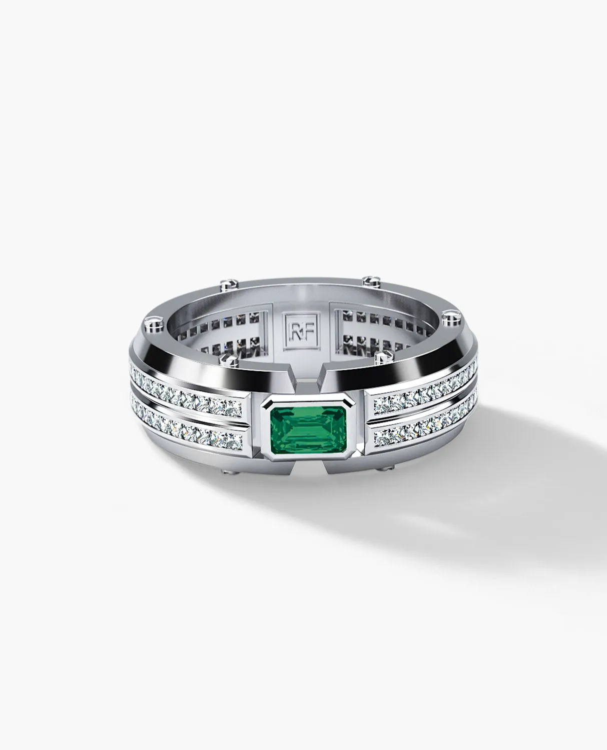 CLEBURNE Gold Statement Ring with 2.20ct Emerald and Diamonds