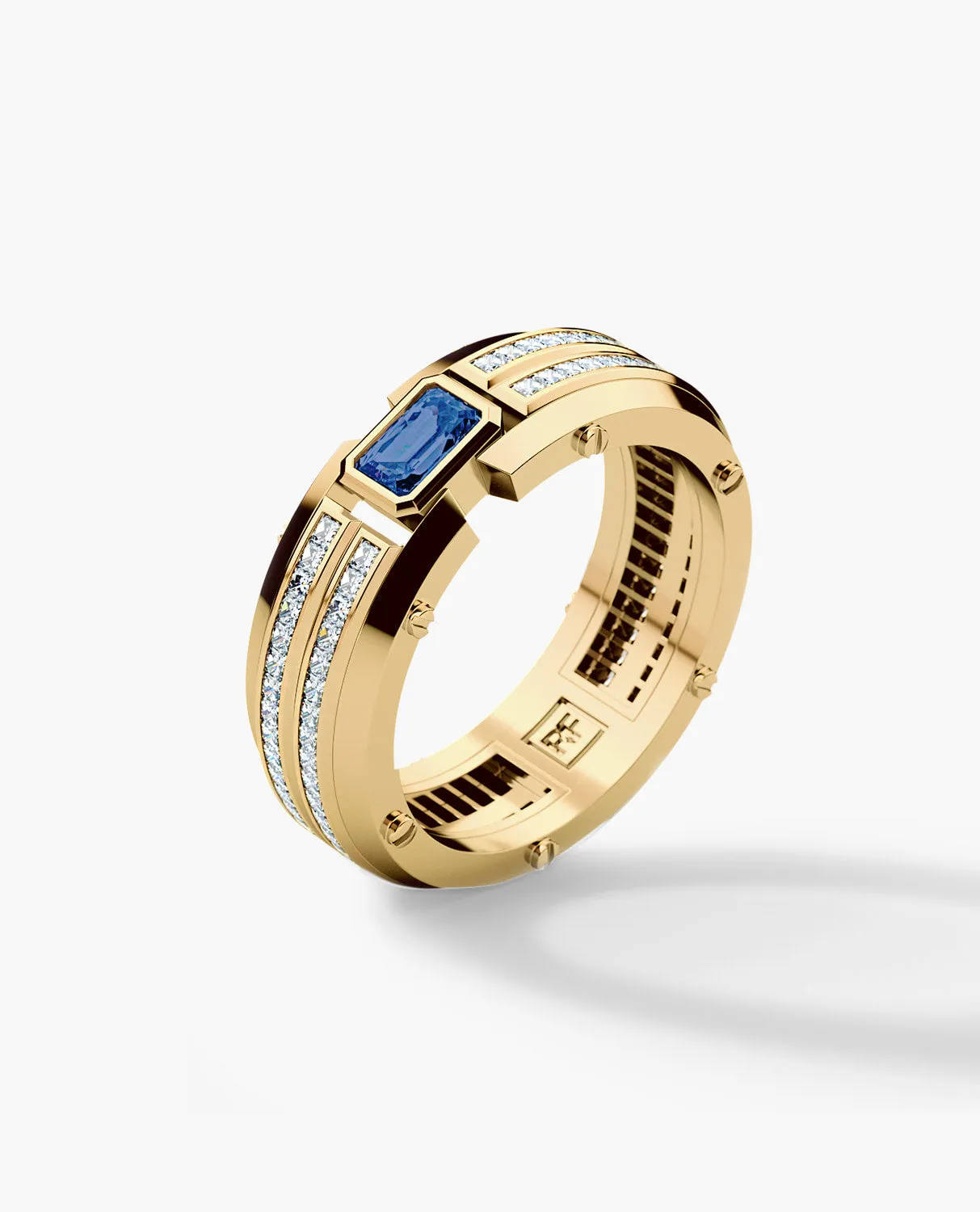 CLEBURNE Gold Statement Ring with 2.20ct Sapphire and Diamonds