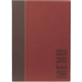 Contemporary A4 Menu Holder Wine Red 4 Pages