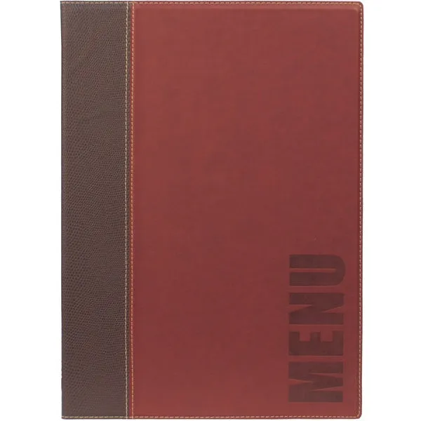 Contemporary A4 Menu Holder Wine Red 4 Pages
