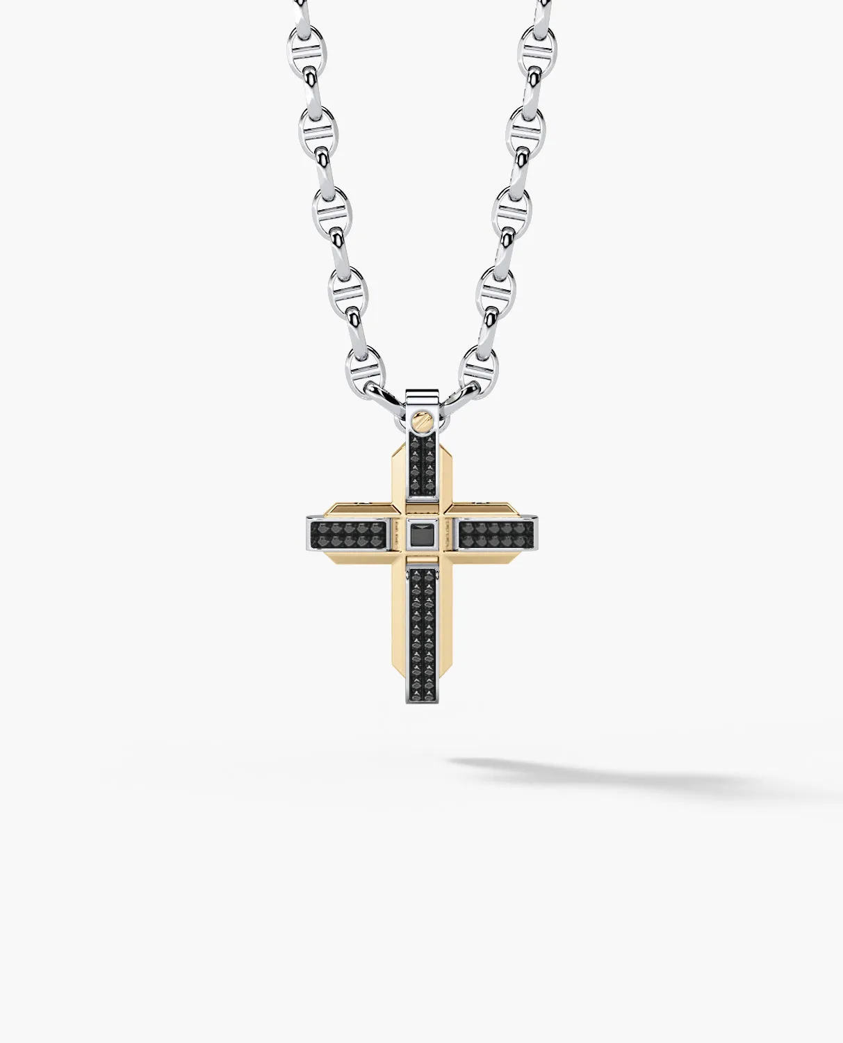 CROSS Pendant in Gold with 0.60ct Black Diamonds
