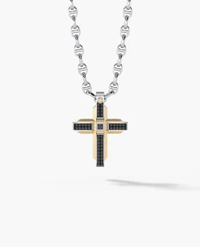 CROSS Pendant in Gold with 0.60ct Black Diamonds