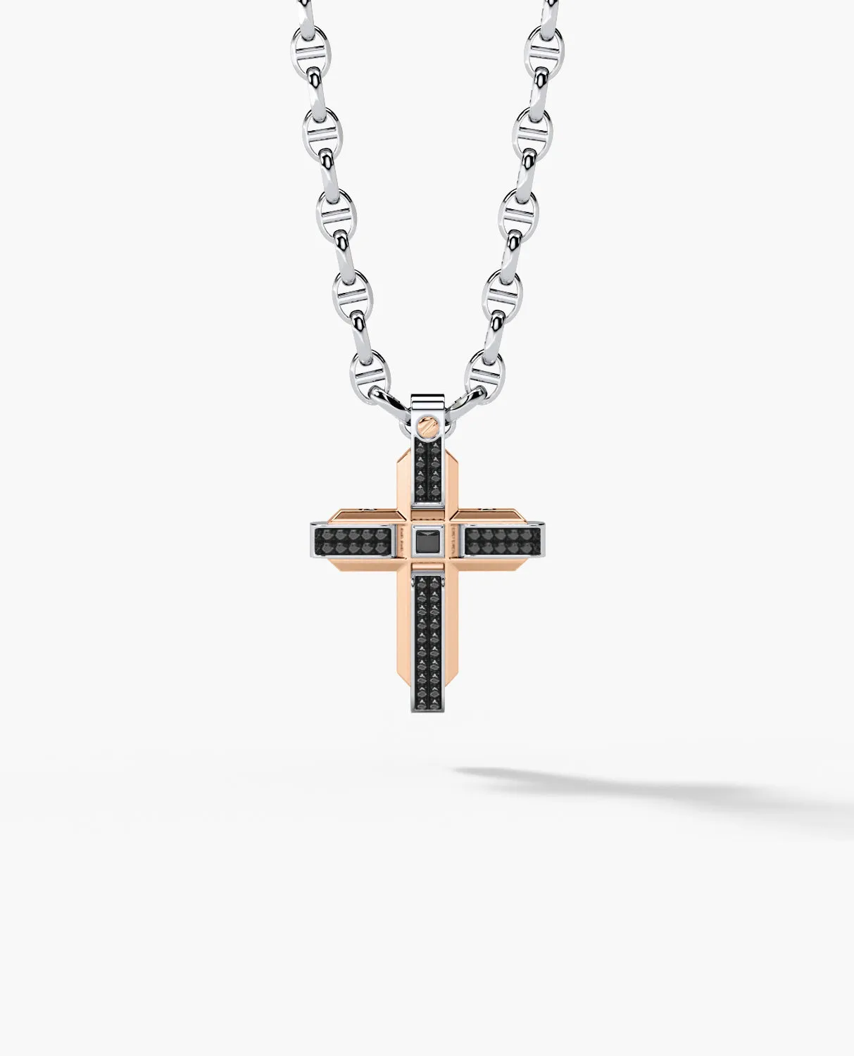 CROSS Pendant in Gold with 0.60ct Black Diamonds
