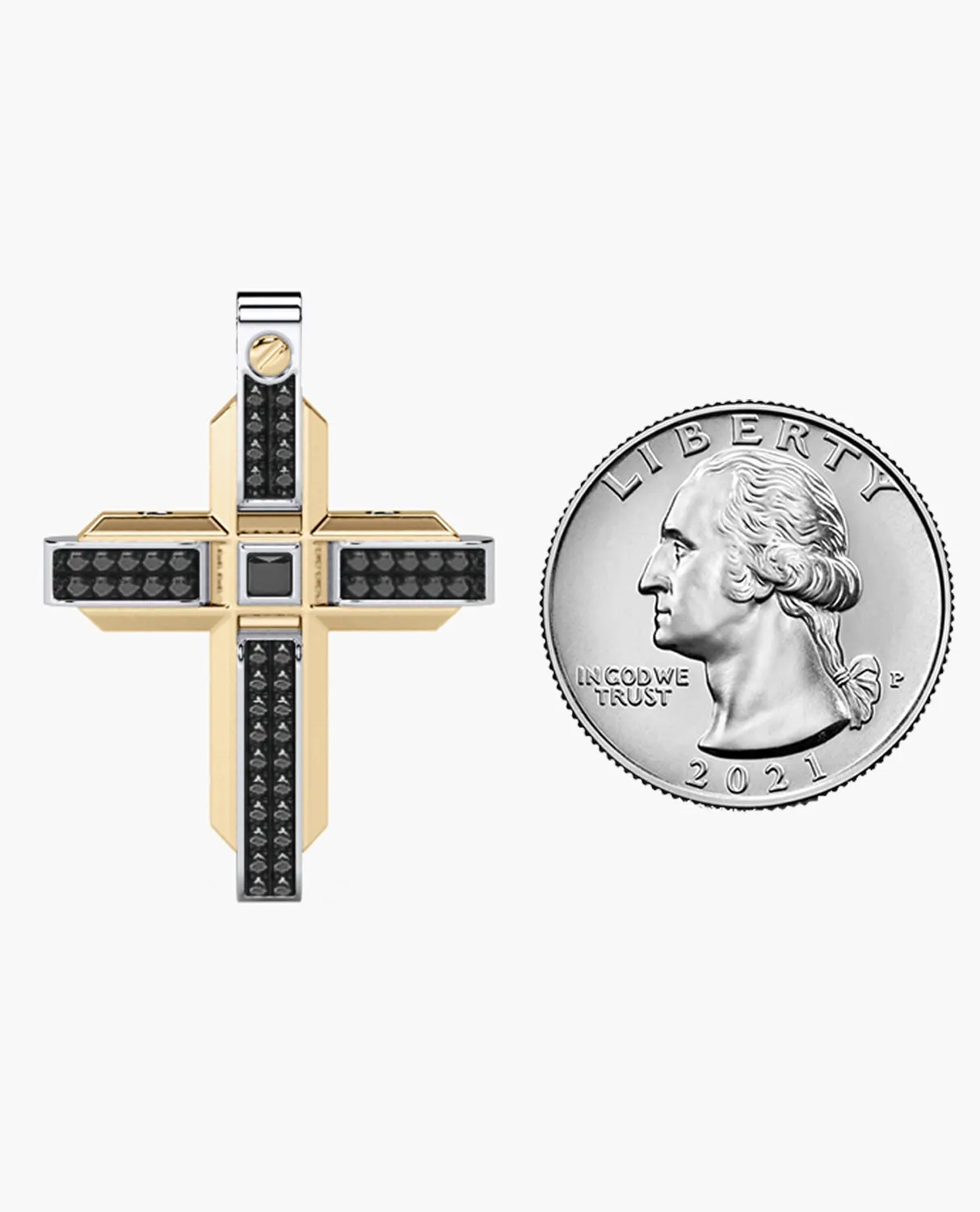 CROSS Pendant in Gold with 0.60ct Black Diamonds