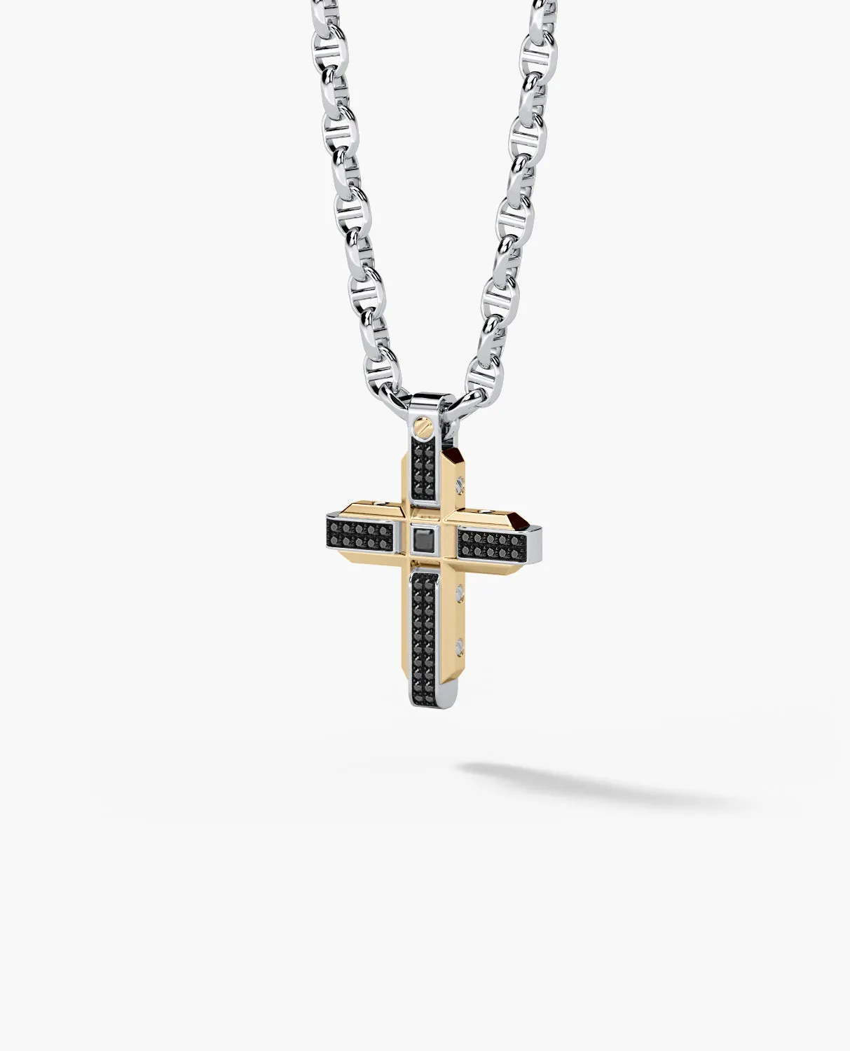 CROSS Pendant in Gold with 0.60ct Black Diamonds
