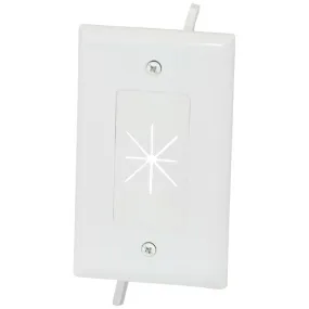 DATACOMM ELECTRONICS 45-0014-WH 1-Gang Cable Plate with Flexible Opening (White)