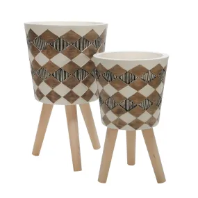 Diamond Design Flower Stands (set of 2)