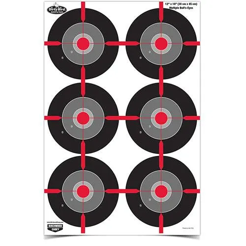 Dirty Bird Paper Targets - 12" x 18", Multiple Bull's-Eye, Per 100