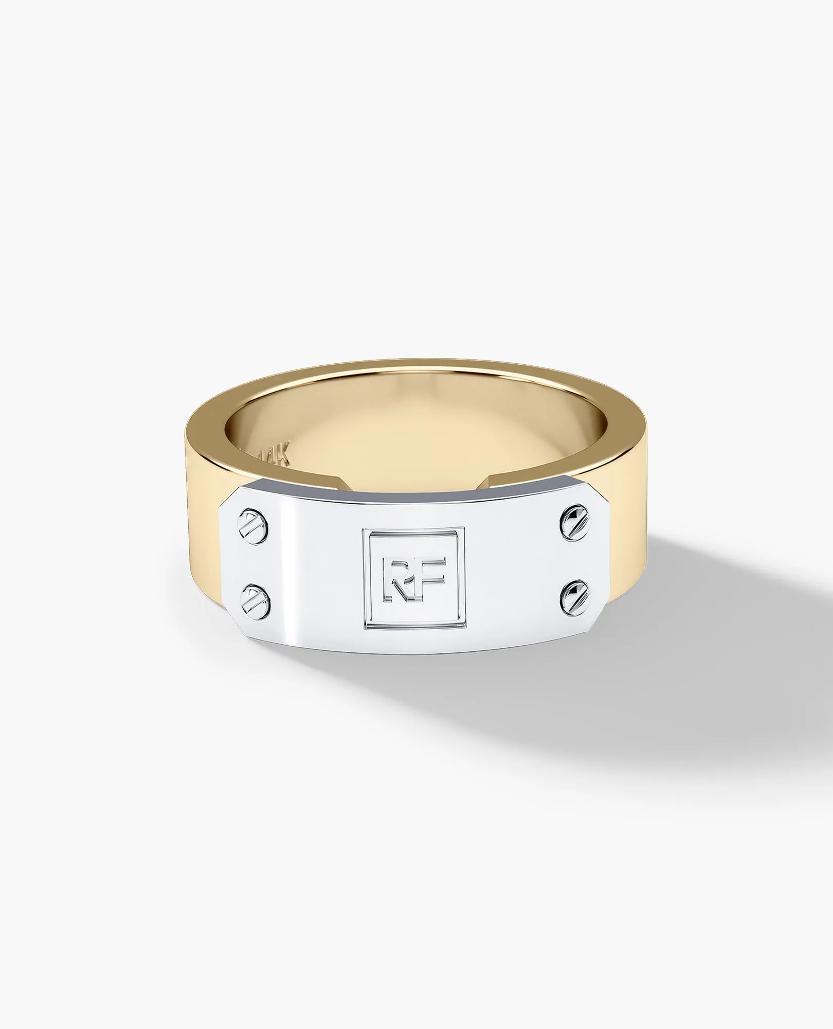 DONLIN Two-Tone Gold Initial Ring with Plate