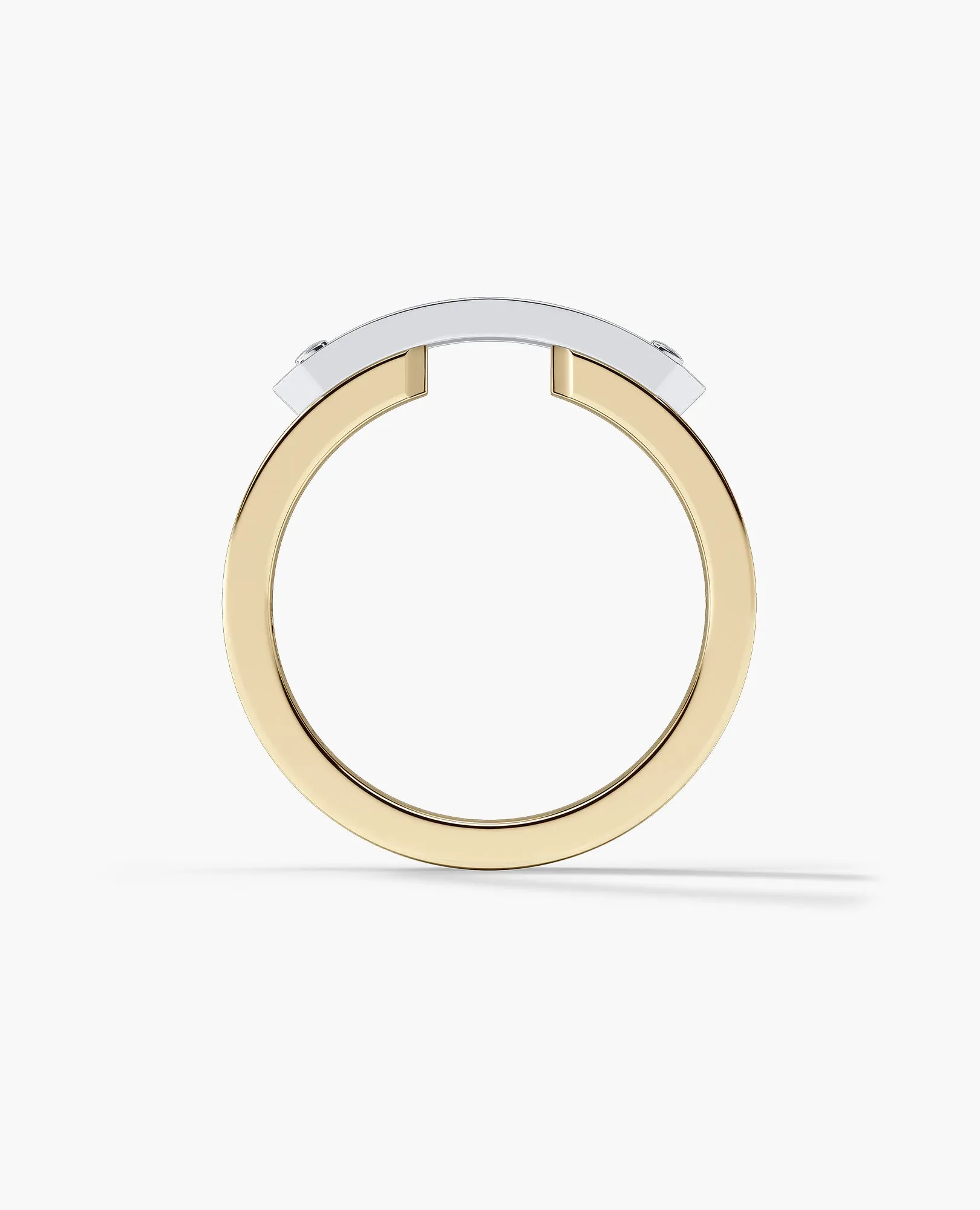 DONLIN Two-Tone Gold Initial Ring with Plate