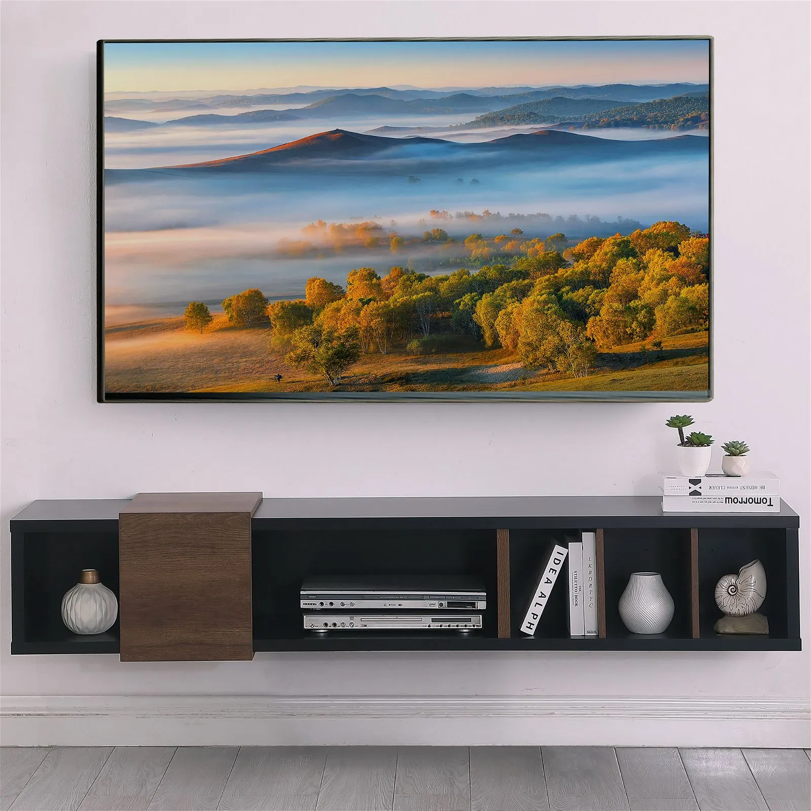 Dronus 1800 Floating Entertainment Unit, Hovering Wall Mount Black by Tauris™