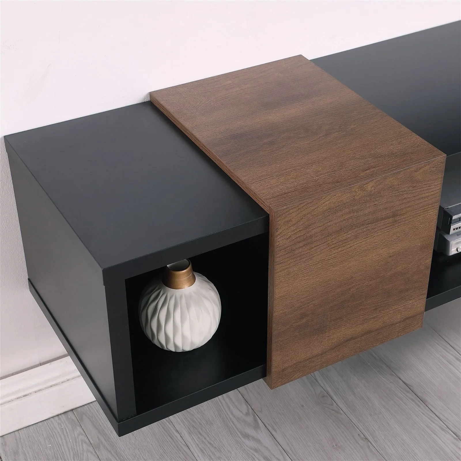 Dronus 1800 Floating Entertainment Unit, Hovering Wall Mount Black by Tauris™