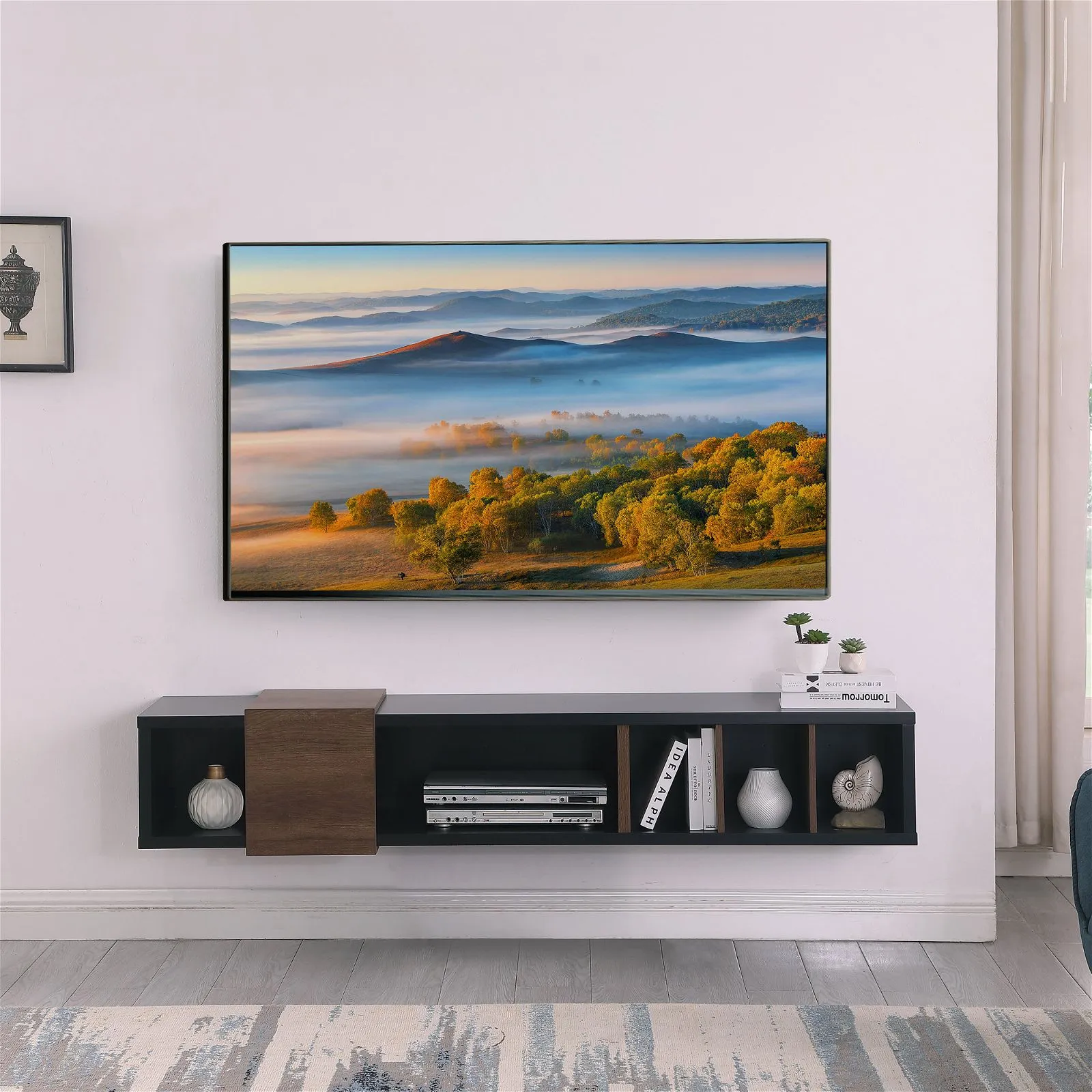 Dronus 1800 Floating Entertainment Unit, Hovering Wall Mount Black by Tauris™