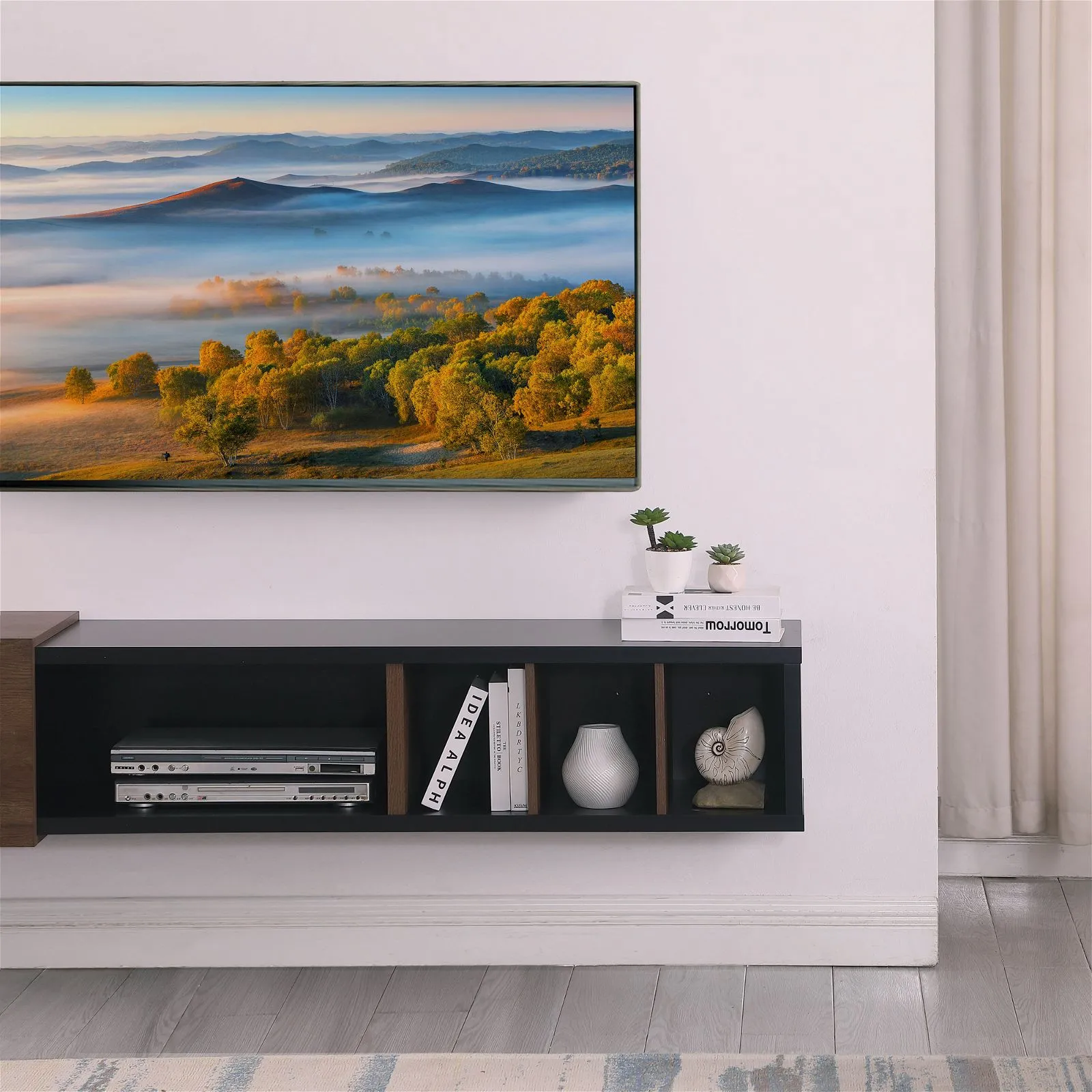 Dronus 1800 Floating Entertainment Unit, Hovering Wall Mount Black by Tauris™