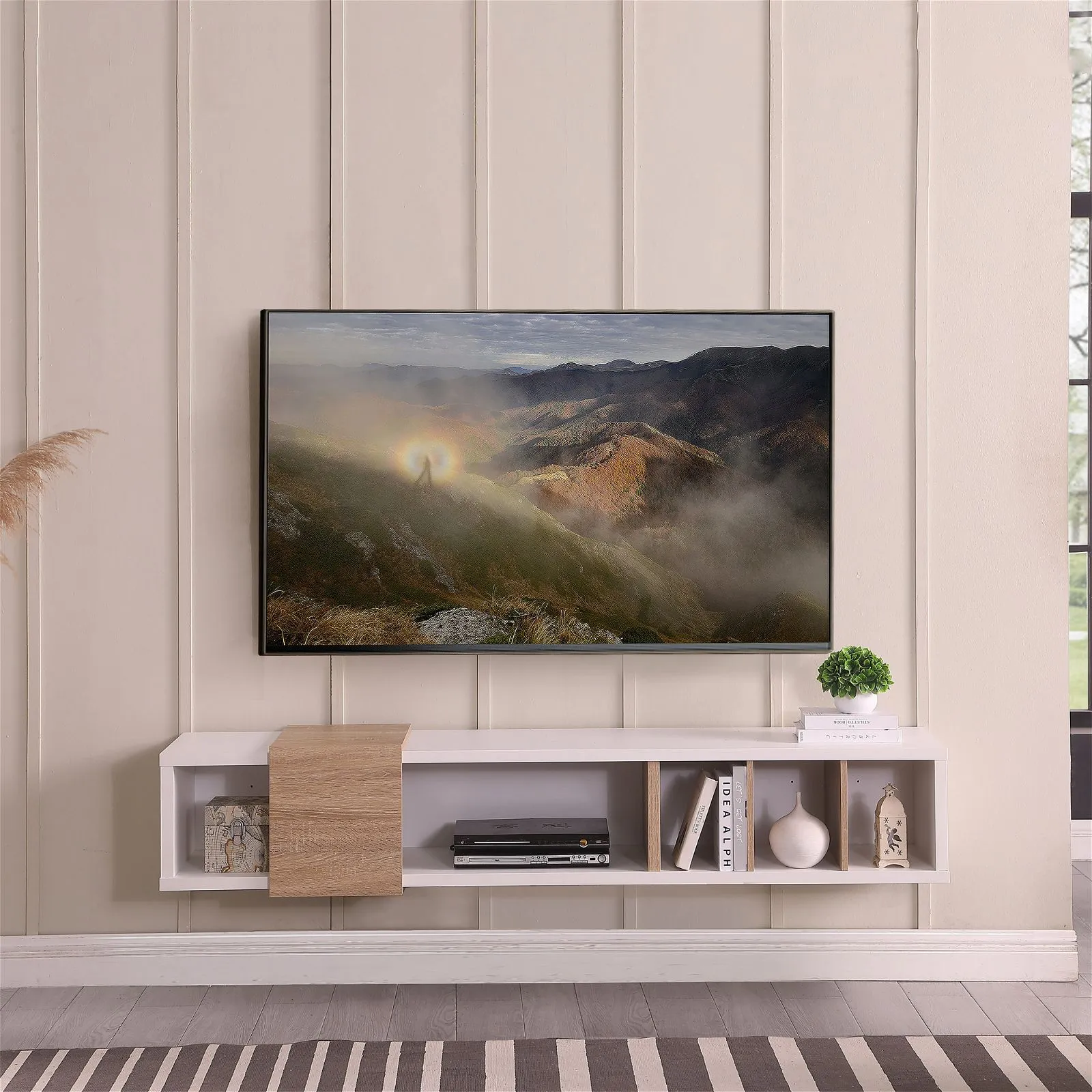 Dronus 1800 Floating Entertainment Unit, Hovering Wall Mount White by Tauris