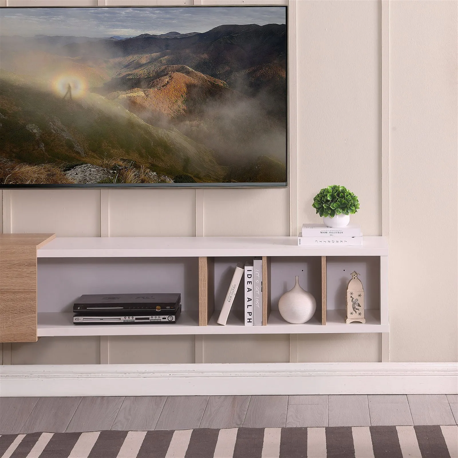 Dronus 1800 Floating Entertainment Unit, Hovering Wall Mount White by Tauris