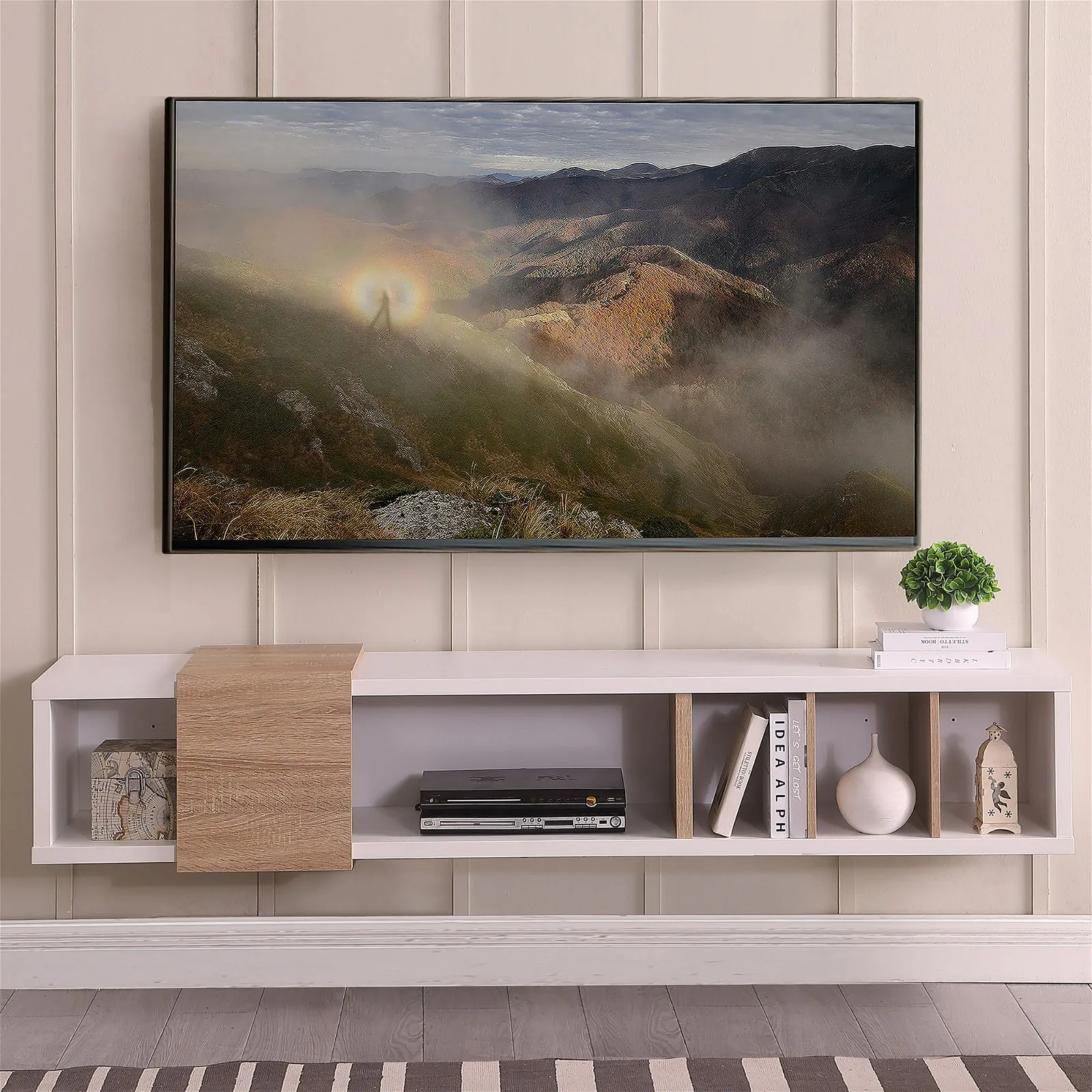 Dronus 1800 Floating Entertainment Unit, Hovering Wall Mount White by Tauris