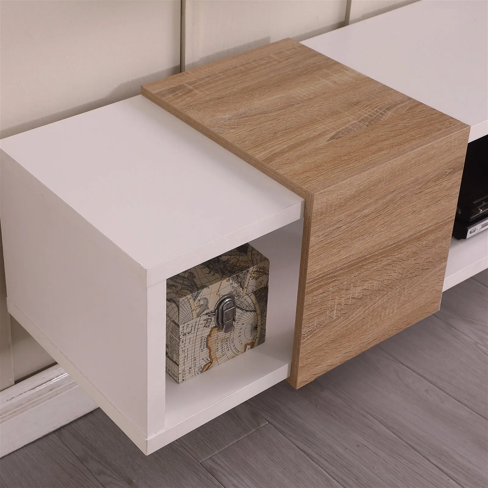 Dronus 1800 Floating Entertainment Unit, Hovering Wall Mount White by Tauris
