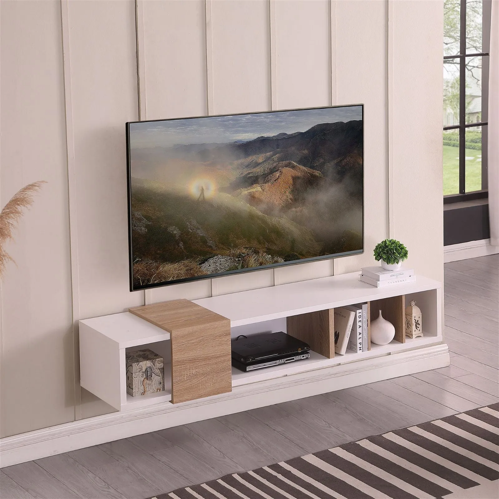 Dronus 1800 Floating Entertainment Unit, Hovering Wall Mount White by Tauris