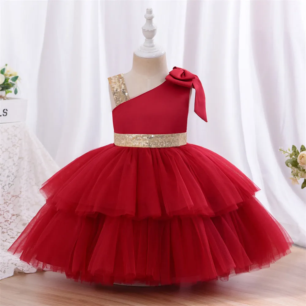 Ds0803 1 to 5 Years Yoliyolei  Infantil Toddler Girls Dresses Party Princess Baby 1-5 Years Old Kid Summer Dress