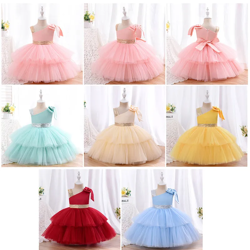 Ds0803 1 to 5 Years Yoliyolei  Infantil Toddler Girls Dresses Party Princess Baby 1-5 Years Old Kid Summer Dress