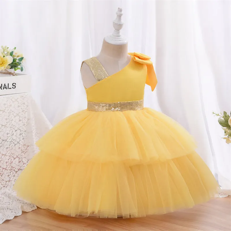 Ds0803 1 to 5 Years Yoliyolei  Infantil Toddler Girls Dresses Party Princess Baby 1-5 Years Old Kid Summer Dress
