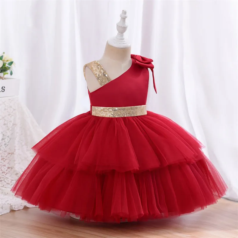 Ds0803 1 to 5 Years Yoliyolei  Infantil Toddler Girls Dresses Party Princess Baby 1-5 Years Old Kid Summer Dress