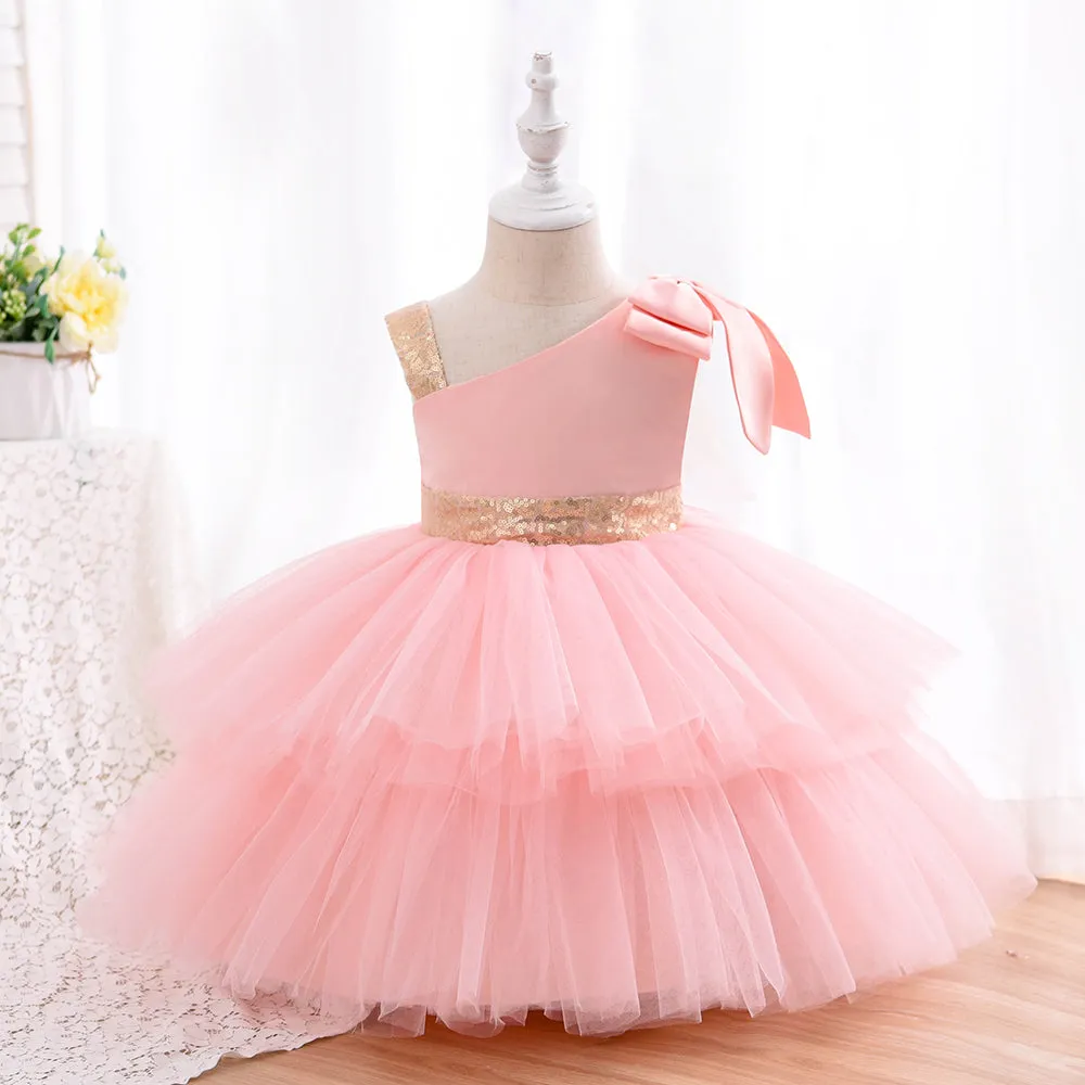 Ds0803 1 to 5 Years Yoliyolei  Infantil Toddler Girls Dresses Party Princess Baby 1-5 Years Old Kid Summer Dress