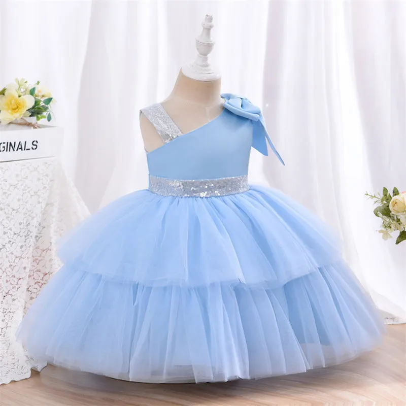 Ds0803 1 to 5 Years Yoliyolei  Infantil Toddler Girls Dresses Party Princess Baby 1-5 Years Old Kid Summer Dress