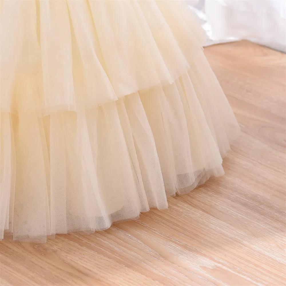 Ds0803 1 to 5 Years Yoliyolei  Infantil Toddler Girls Dresses Party Princess Baby 1-5 Years Old Kid Summer Dress