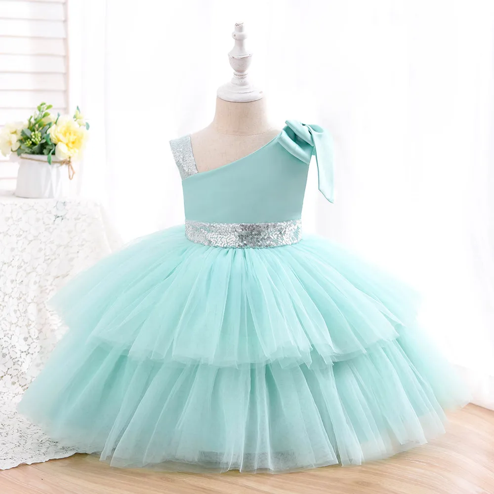Ds0803 1 to 5 Years Yoliyolei  Infantil Toddler Girls Dresses Party Princess Baby 1-5 Years Old Kid Summer Dress